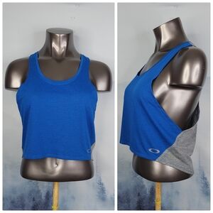 Oakley Prosper Cropped Training Tank Top Blue Gray Women's Medium NWT